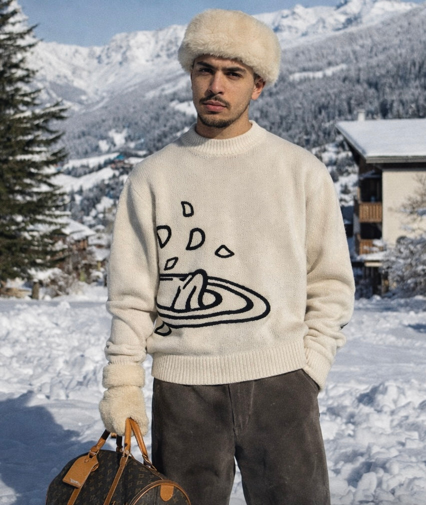 Space Planet Star Knitted Sweater - Y2K style