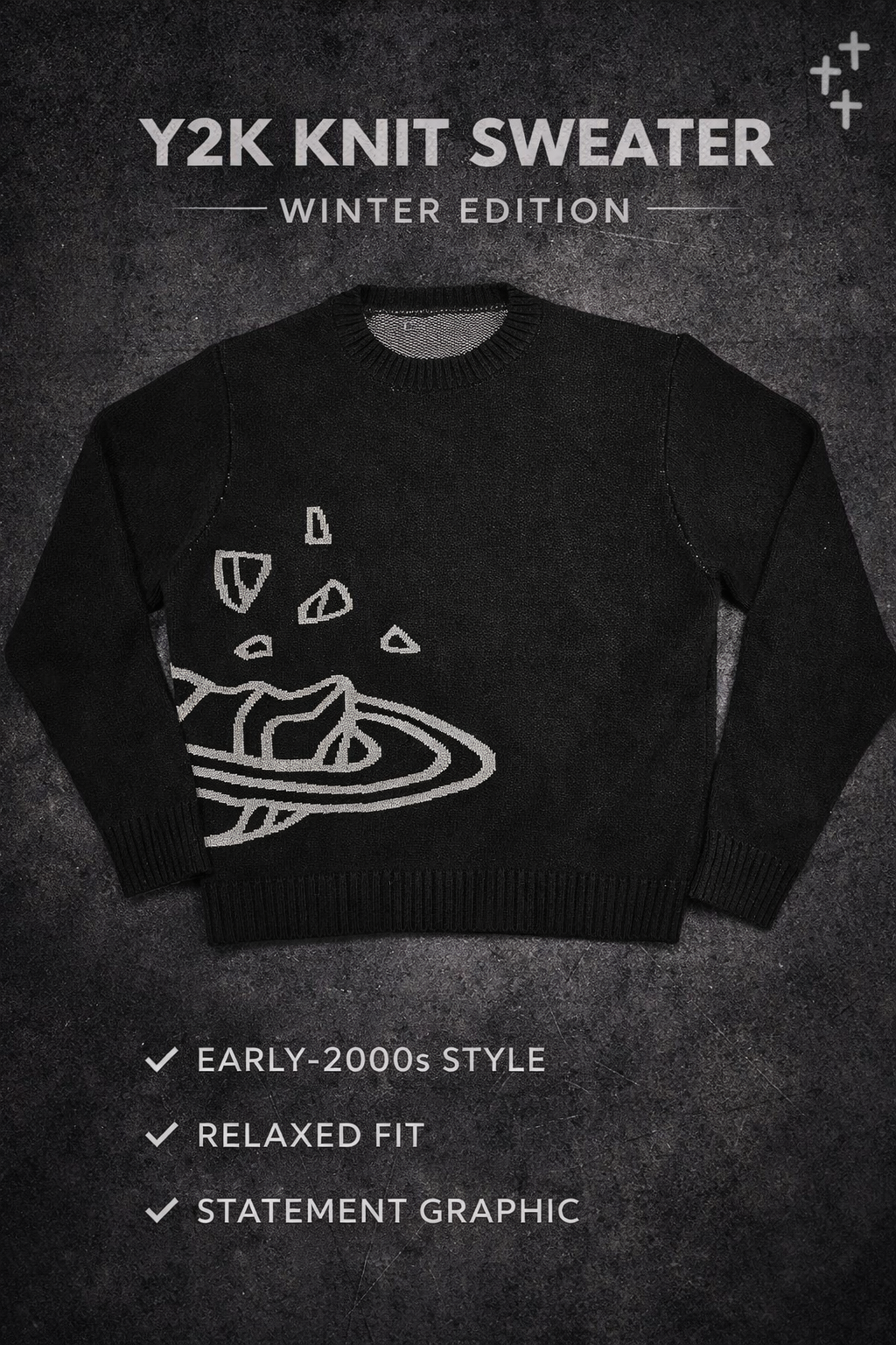 Space Planet Star Knitted Sweater - Y2K style