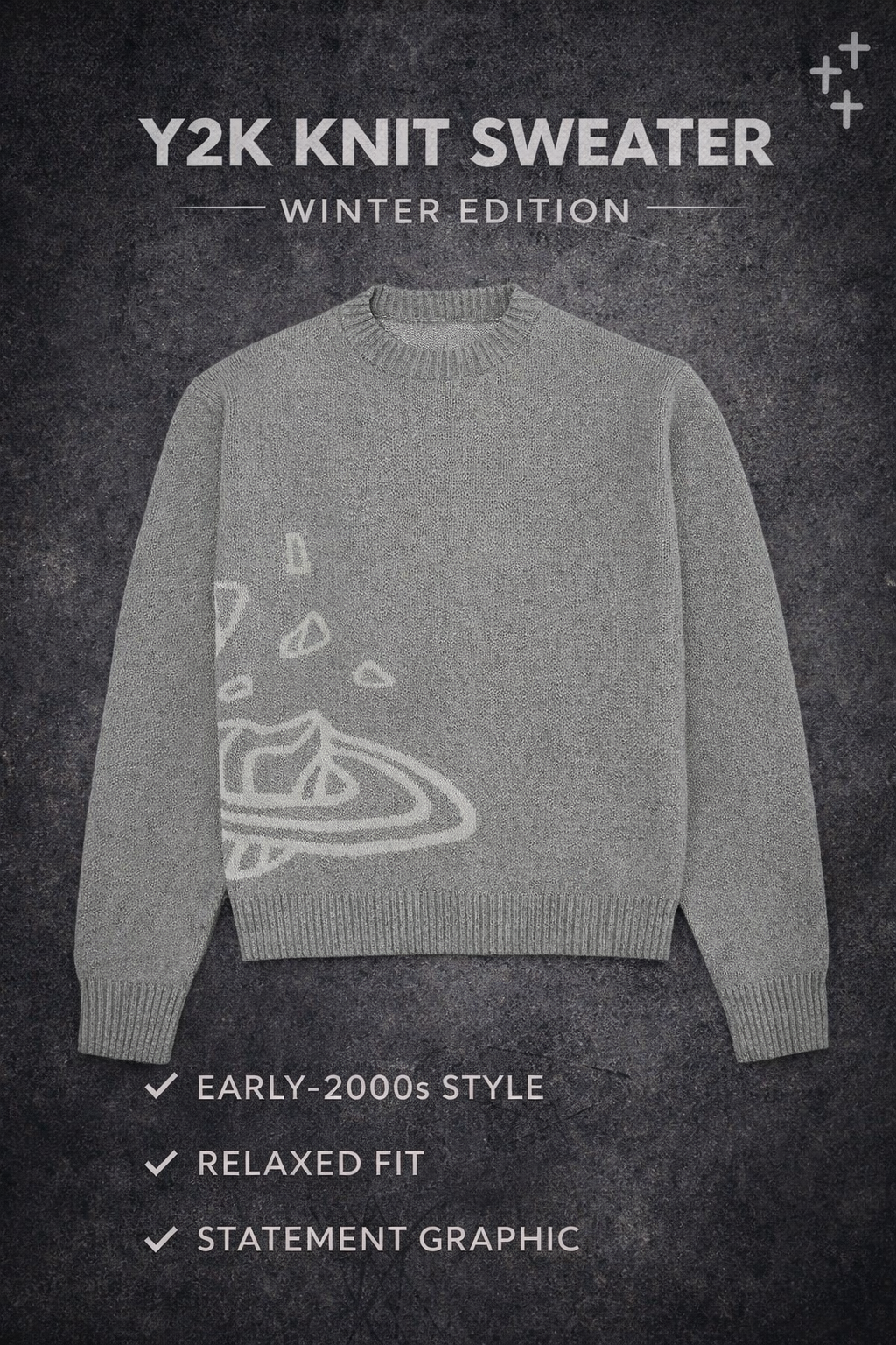 Space Planet Star Knitted Sweater - Y2K style
