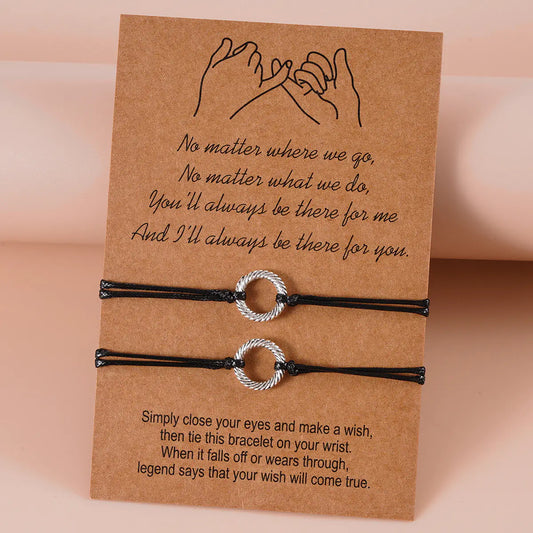 Creative Blessing Card Bracelet with Alloy Map Charm