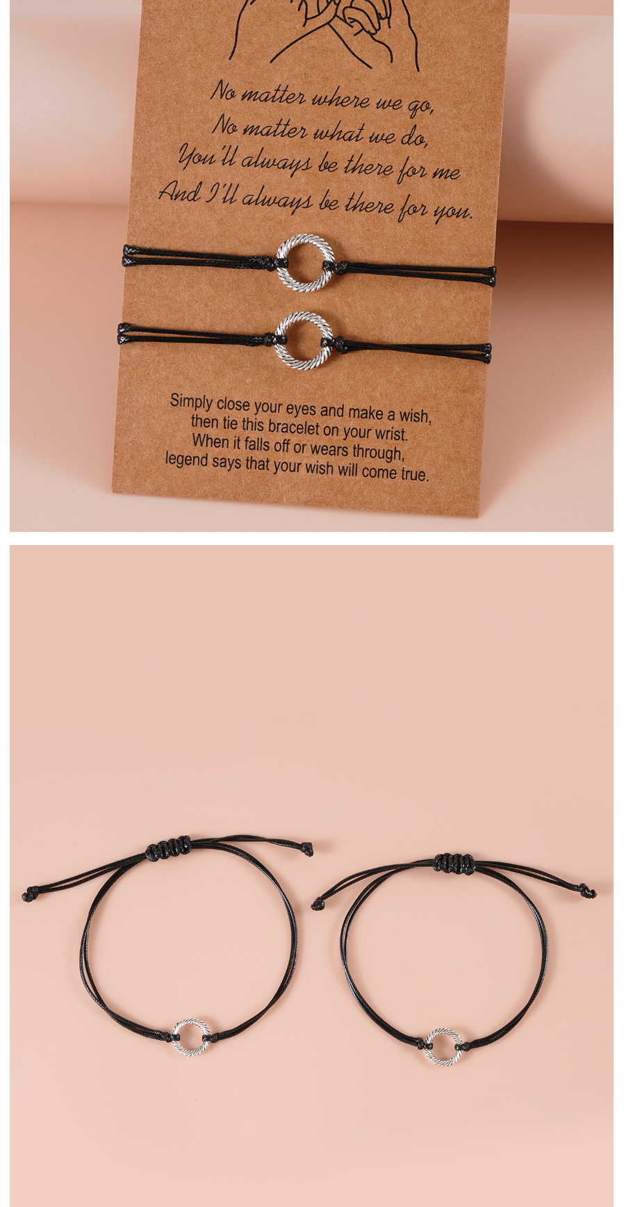 Creative Blessing Card Bracelet with Alloy Map Charm